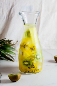 Pineapple, kiwi and passion fruit flavored water