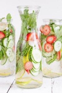 Strawberry, lime, cucumber and mint water